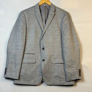 Baird McNutt Murano Men Linen Slim Fit Blazer Jacket Sz L Gray Summer Wedding